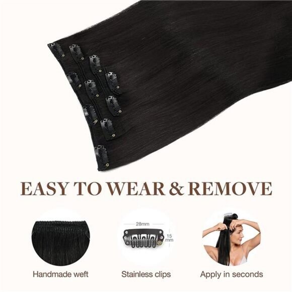 60g 4pcs Natural Silky Straight Hair Extension, Natural Black #1B 14" for Women - Picture 6 of 7